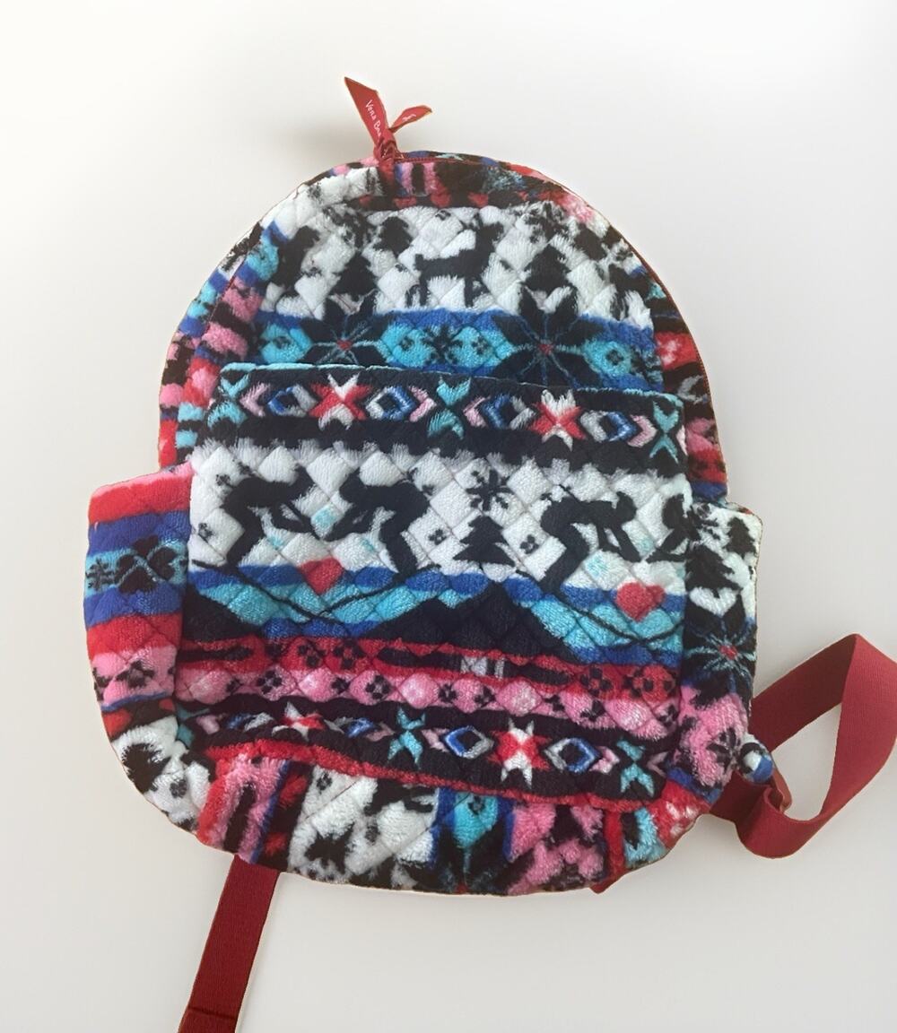 Vera Bradley Teddy Fleece Sherpa Small Backpack Nordic Stripe Skiing